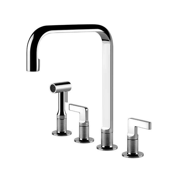 Gessi rubinetto quattro fori con doccetta in varie finiture Inciso 58703